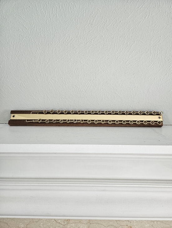 Other - Vintage MCM Wood And Brass Belt/Tie Wall Mounted Rack Holder